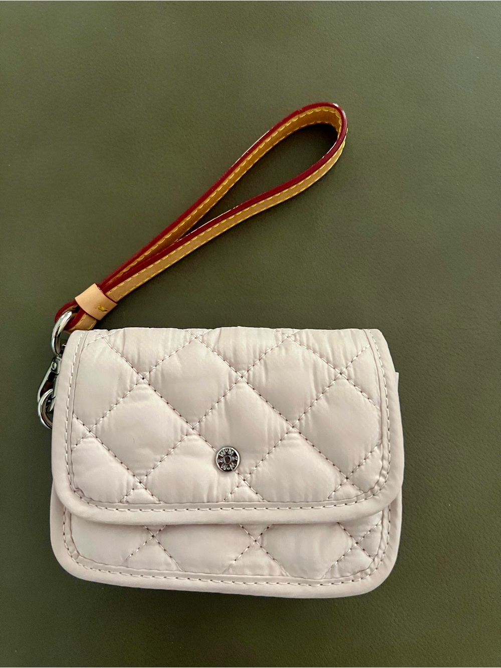 MZ Wallace Quilted Wristlet - Pale Pink with detachable Leather Strap